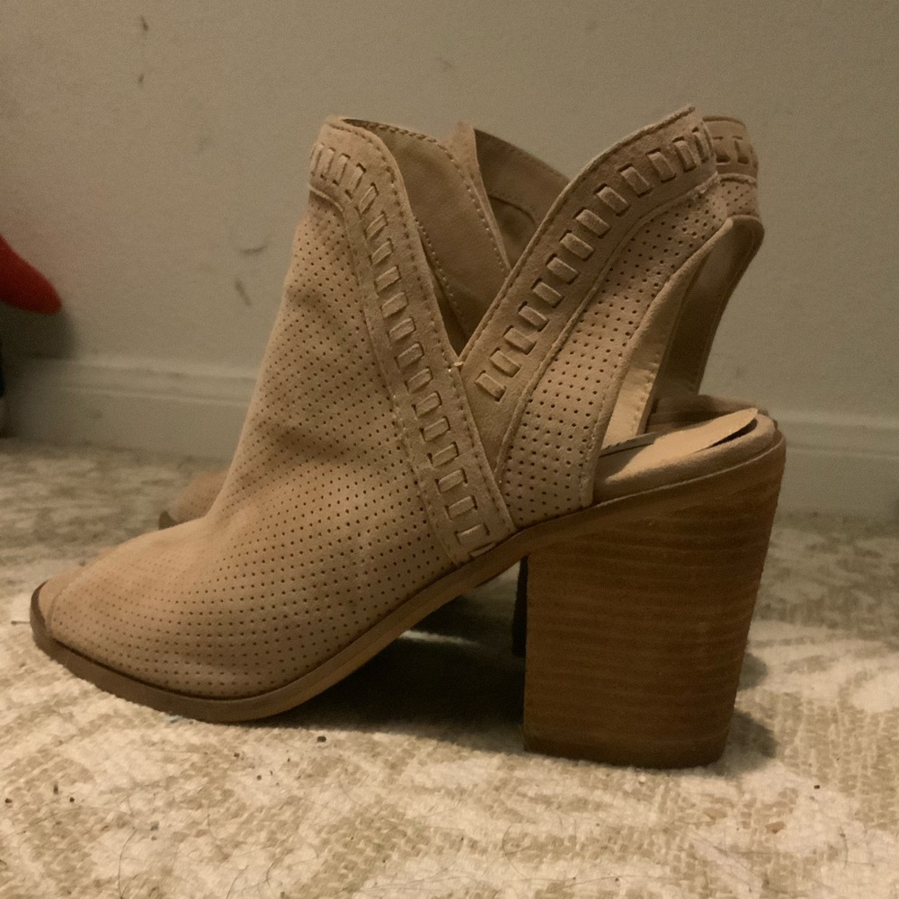 Tan Perforated Booties with Heels by Steve Madden